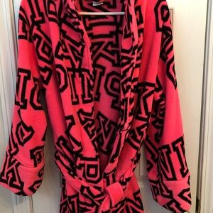 Hot pink/black VS PINK Bath robe. Never worn